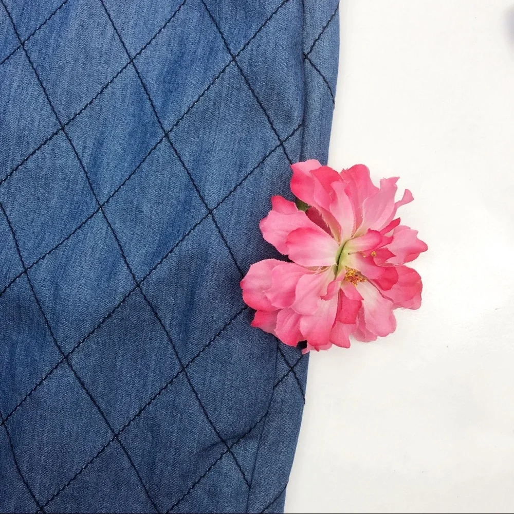 Kate Spade Quilted Chambray Shift Dress: Denim Blue - Picture 6 of 8